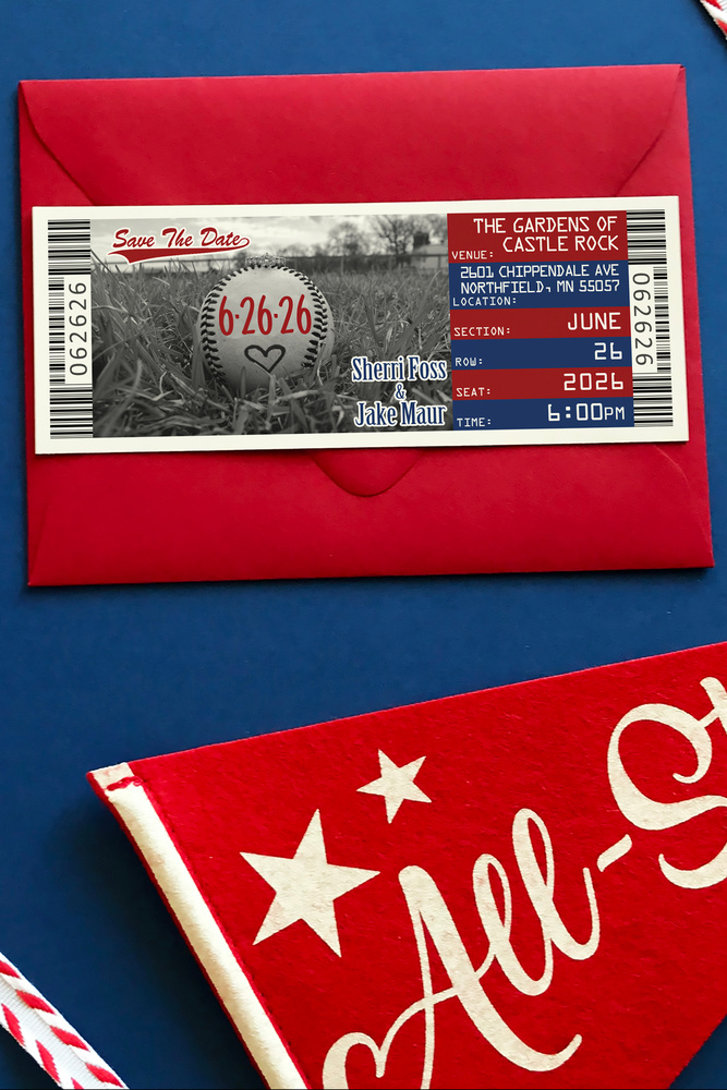 Baseball Ticket Save The Dates - Digital, Paper Or Magnets
