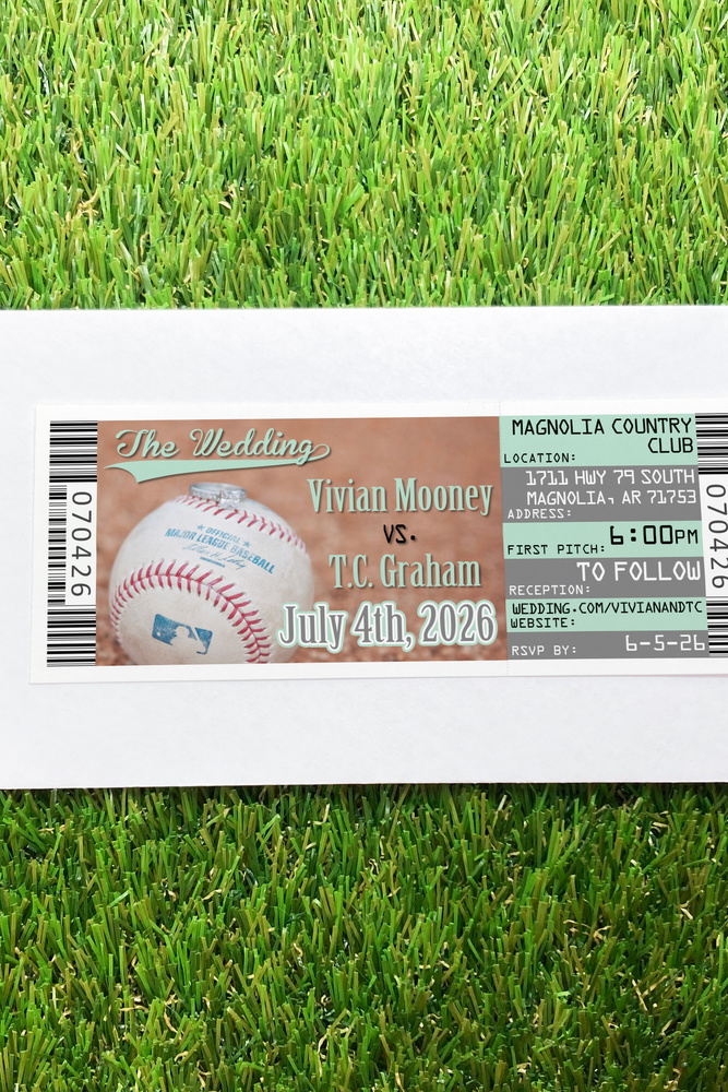 Hit A Home Run With Custom Baseball Ticket Wedding Invitations