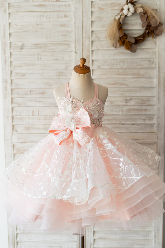 Adorable Peach Flower Girl Dresses For Rustic Summer Wedding