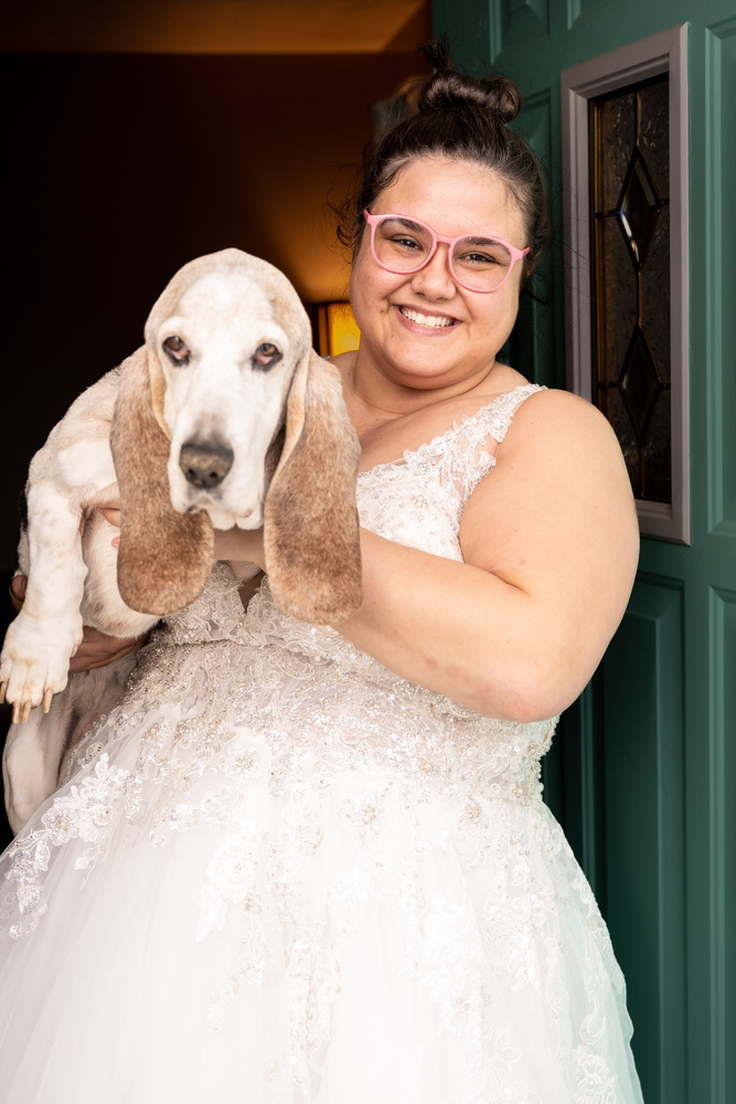 Bride And Her Bassets And Beloved Mom