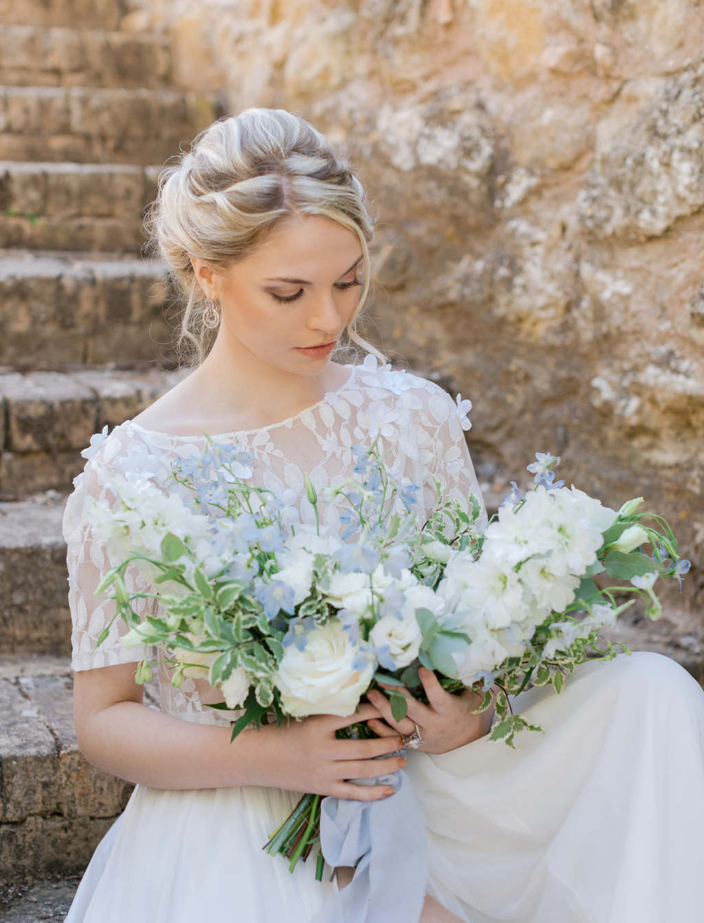 Dusty Blue Romantic Wedding Inspiration At Château D'astros