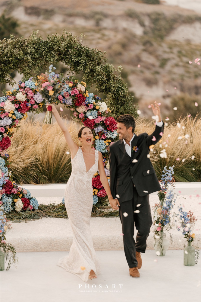 Bright, Bold, And Romantic Elopement In Santorini