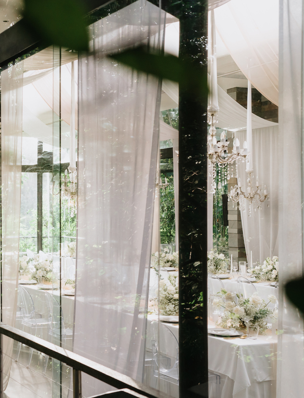 Elegant Wedding Reception Amid Tropical Greenery At Glass House By Tirtha