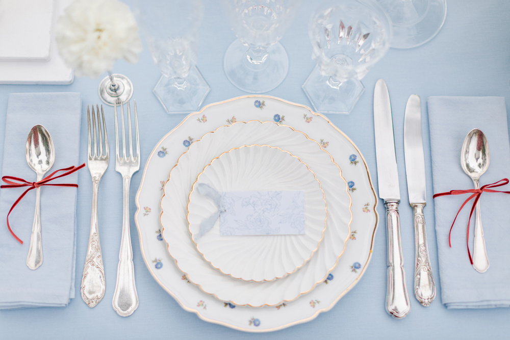 Dusty Blue Romantic Wedding Inspiration At Château D'astros