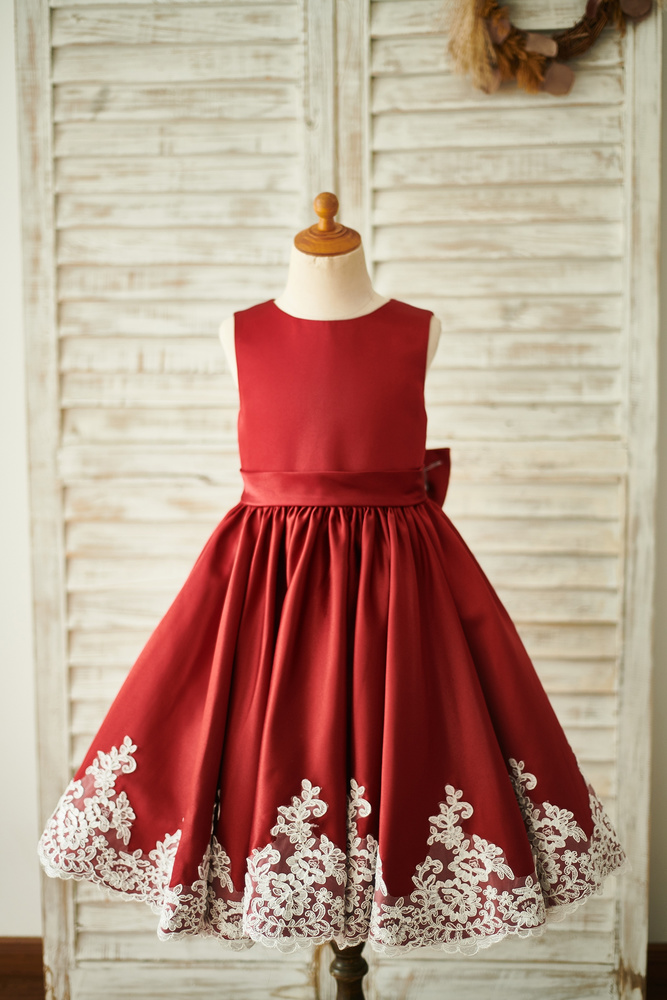 Satin Flower Girl Dresses For A New Year's Eve Wedding