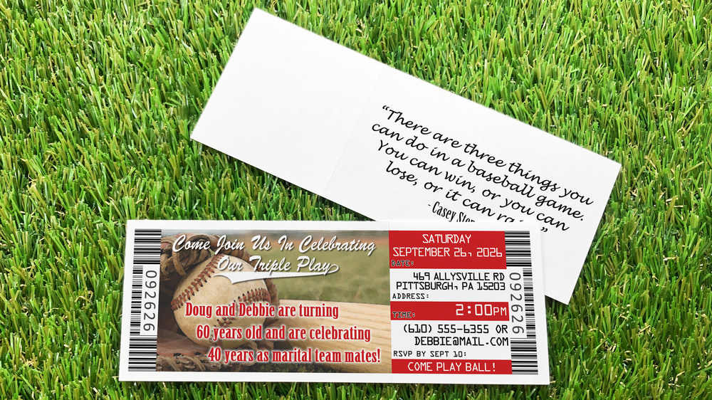 Hit A Home Run For Your Celebration With Baseball Anniversary Ticket Invitations