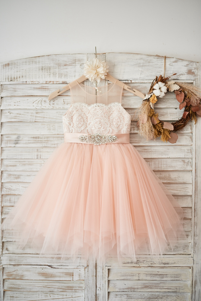 Adorable Peach Flower Girl Dresses For Rustic Summer Wedding