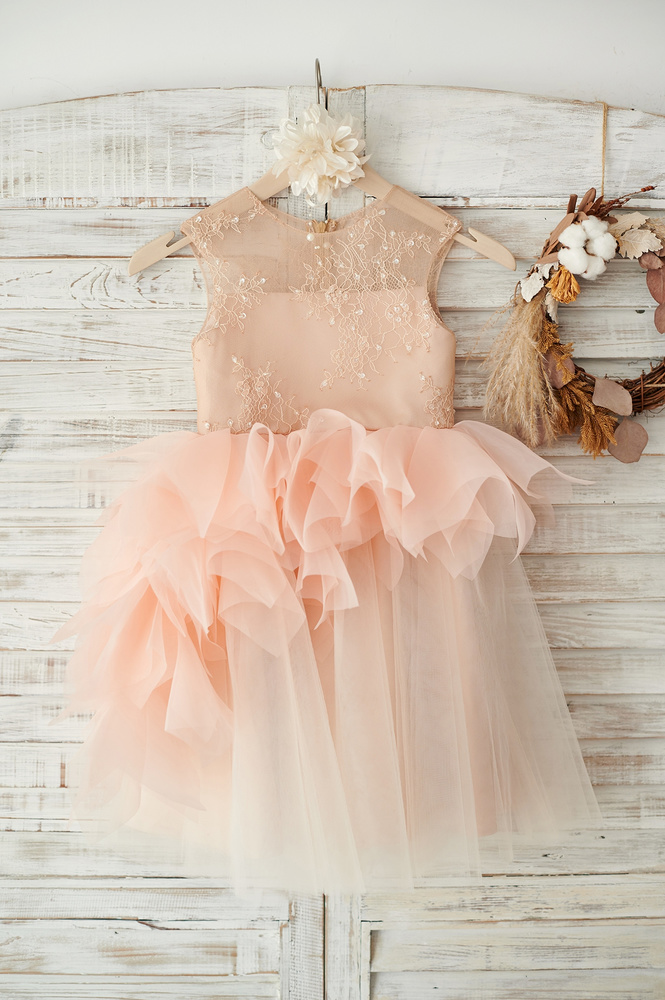 Adorable Peach Flower Girl Dresses For Rustic Summer Wedding