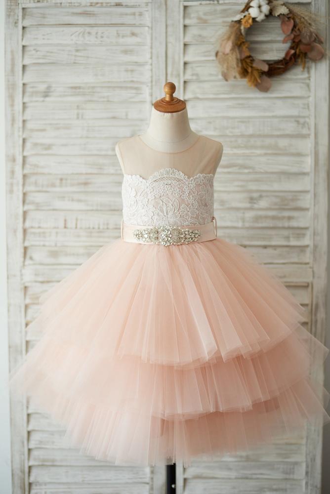 Adorable Peach Flower Girl Dresses For Rustic Summer Wedding