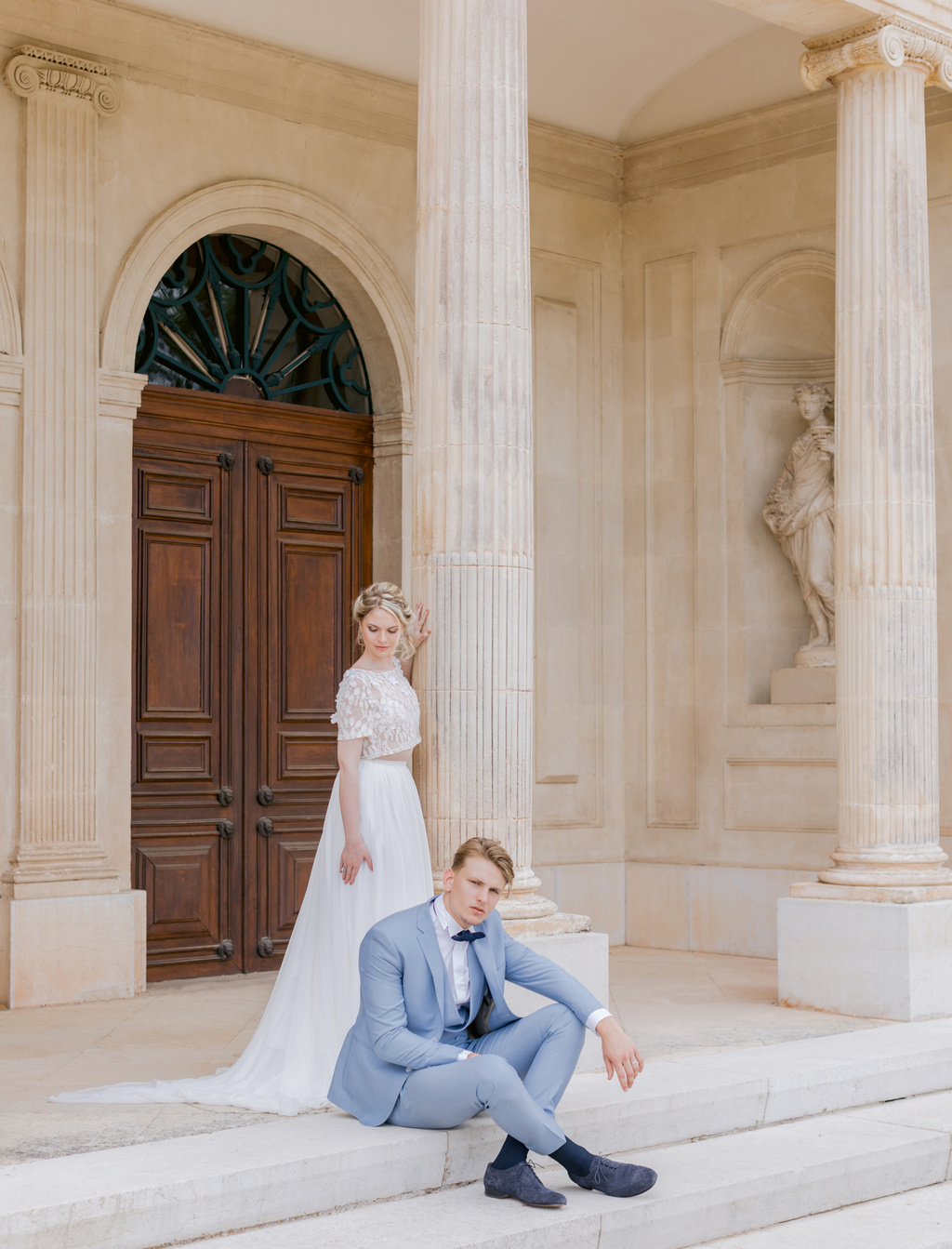 Dusty Blue Romantic Wedding Inspiration At Château D'astros