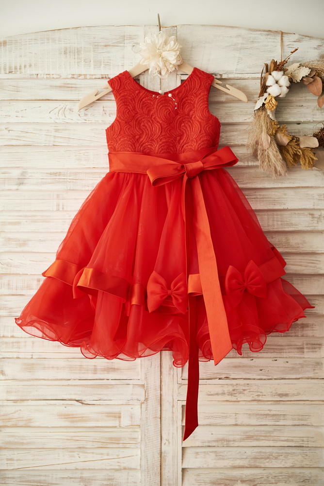 Red Flower Girl Dresses Perfect For Christmas Wedding