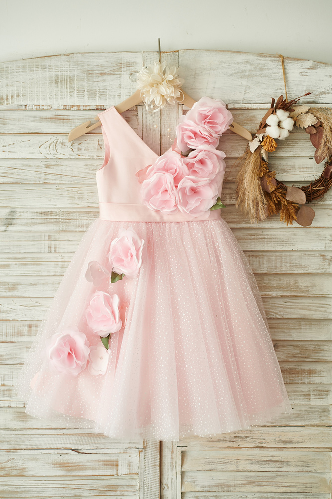 Satin Flower Girl Dresses For A New Year's Eve Wedding
