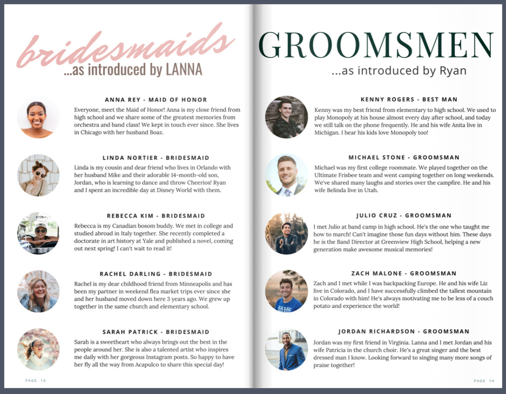 What To Include In Your Wedding Program