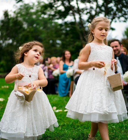 Flower Girls In Our Stunning Lace Ivory Flower Girl Dresses