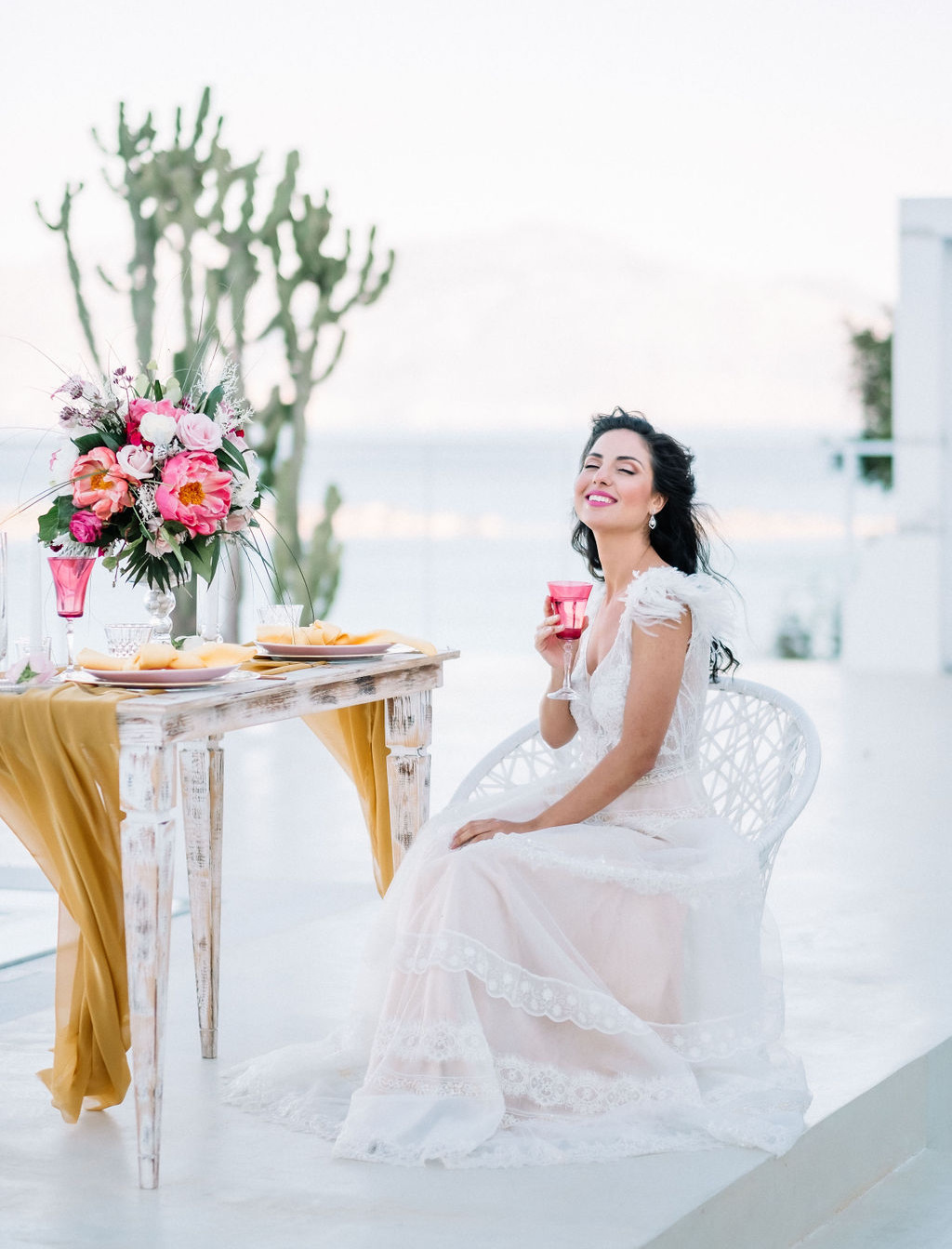 Ethereal Bridal Shoot In A White Villa In Crete