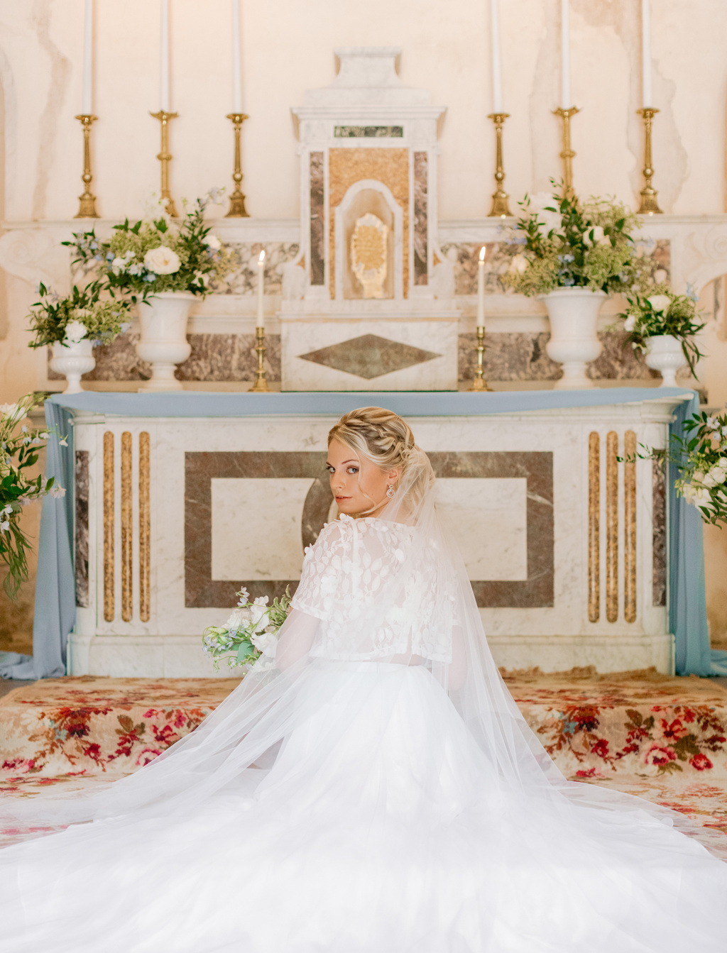 Dusty Blue Romantic Wedding Inspiration At Château D'astros