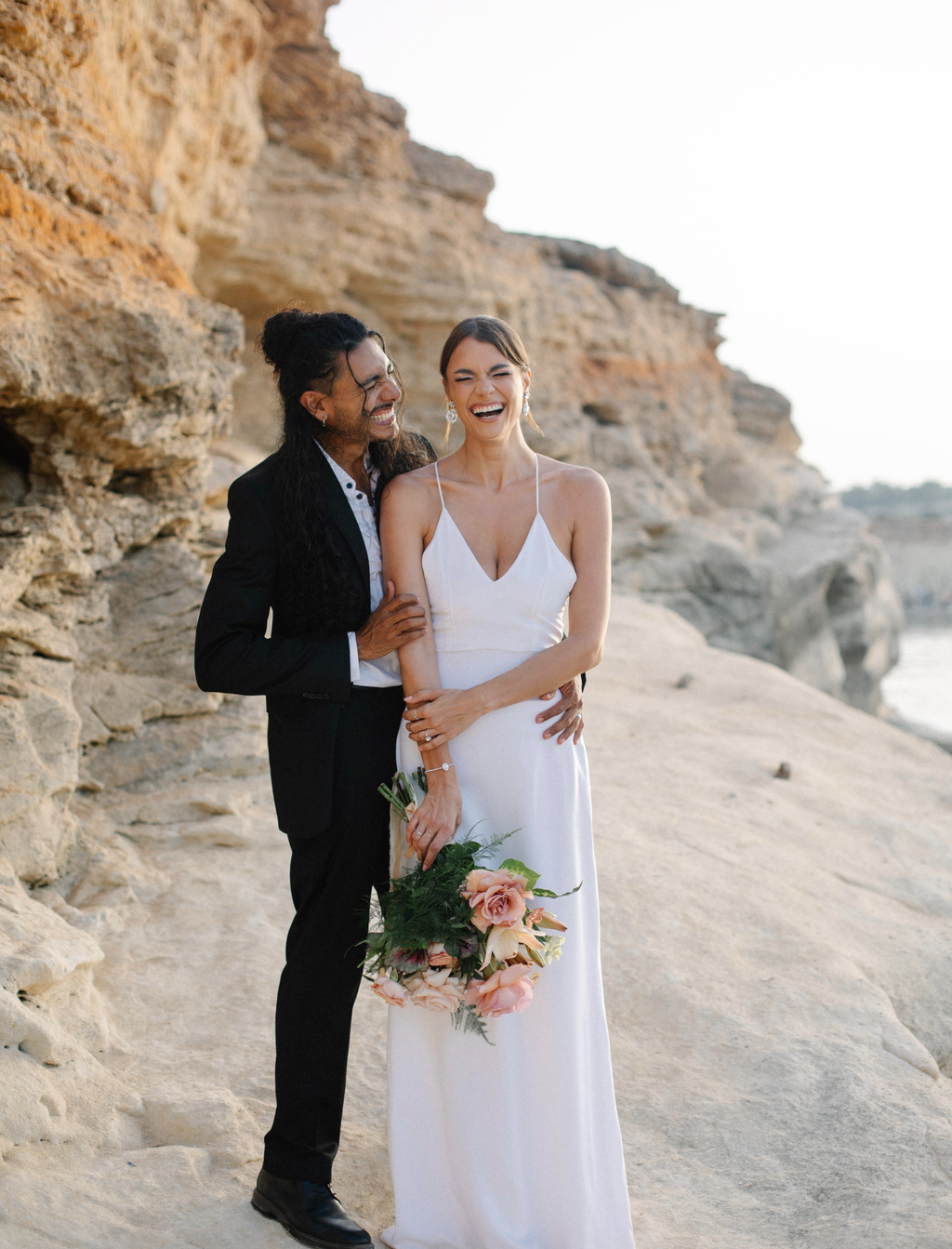 An Intimate Elopement Along Malta's Coastline: A Bridal Editorial Amidst Munxar's Cliffs