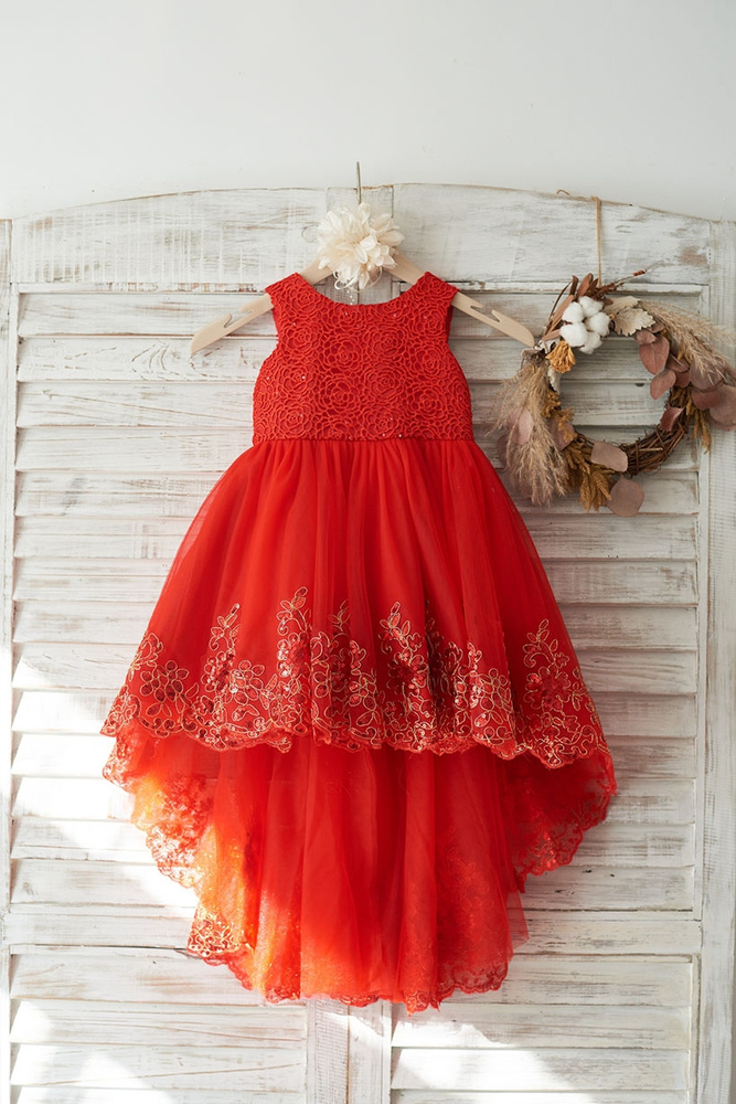 Red Flower Girl Dresses For A Romantic Valentine's Day Wedding