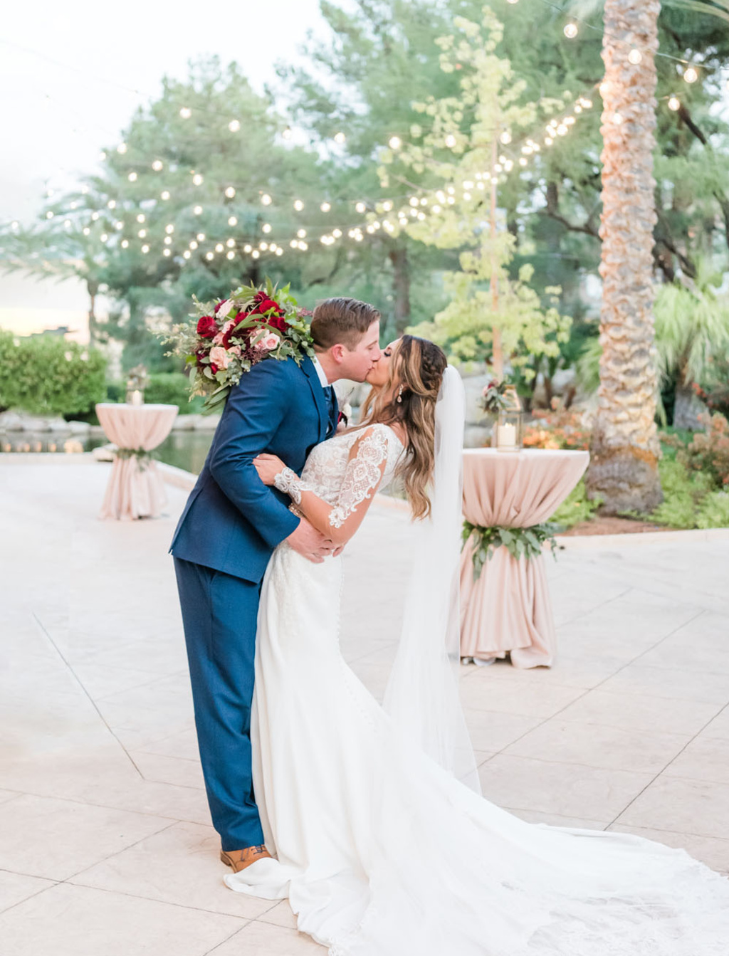 Blush + Burgundy Jw Marriott Las Vegas Wedding