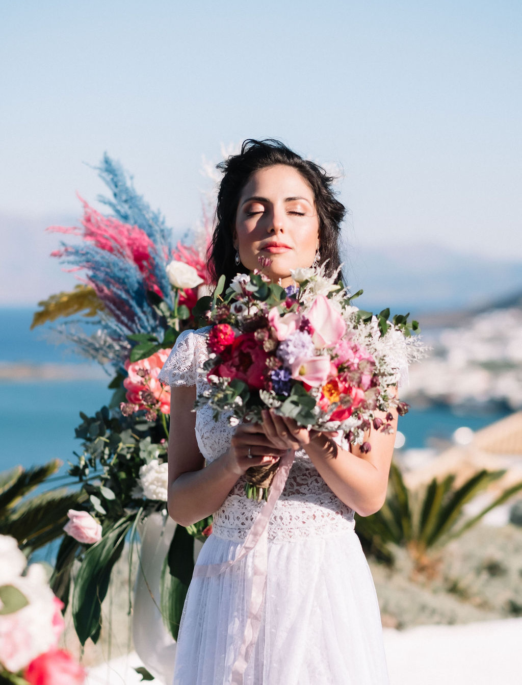 Ethereal Bridal Shoot In A White Villa In Crete