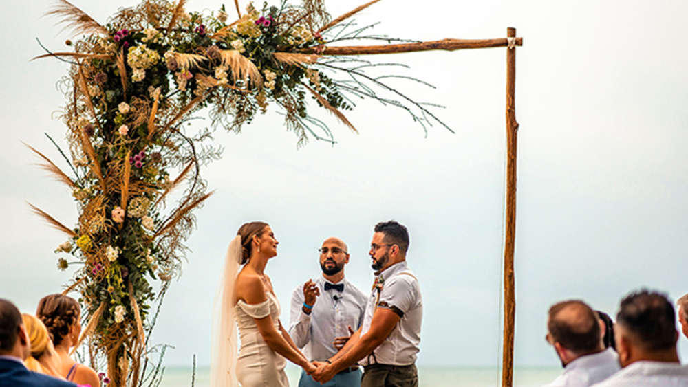 Destination Wedding In Front Of The Caribbean Ocean