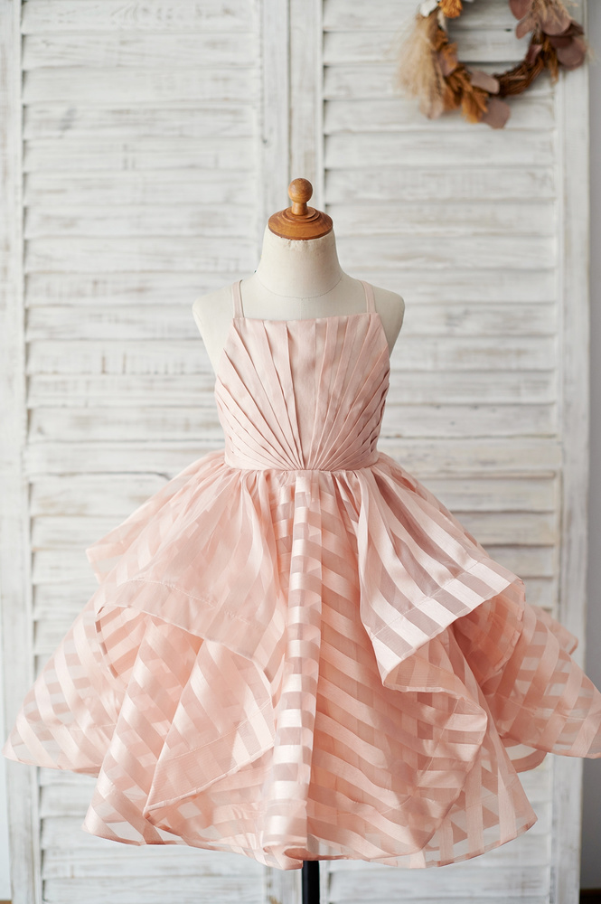 Adorable Peach Flower Girl Dresses For Rustic Summer Wedding