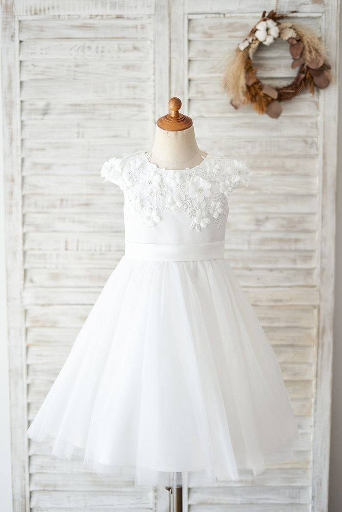 Neutral Palette Flower Girl Dresses For Modern Wedding