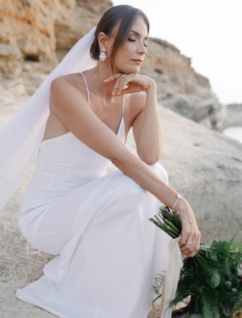 An Intimate Elopement Along Malta's Coastline: A Bridal Editorial Amidst Munxar's Cliffs
