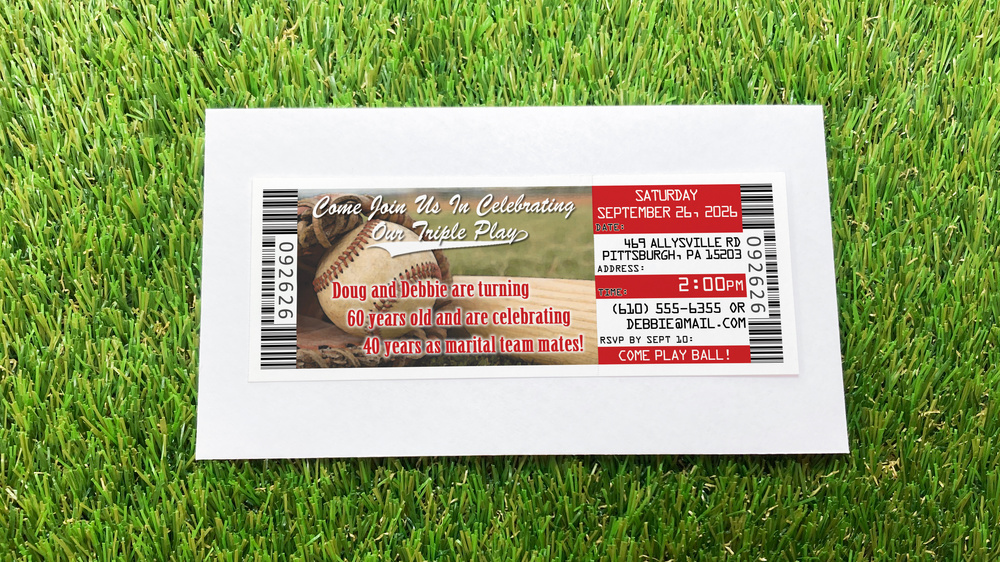 Hit A Home Run For Your Celebration With Baseball Anniversary Ticket Invitations