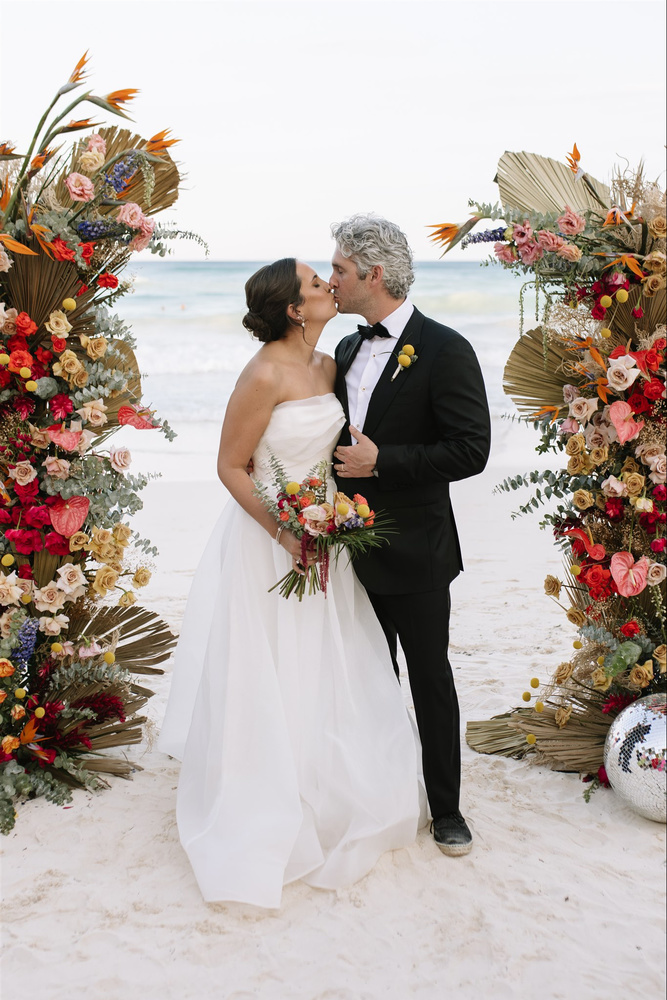 An Elegant Wedding Sparkling With Disco Balls In Tulum