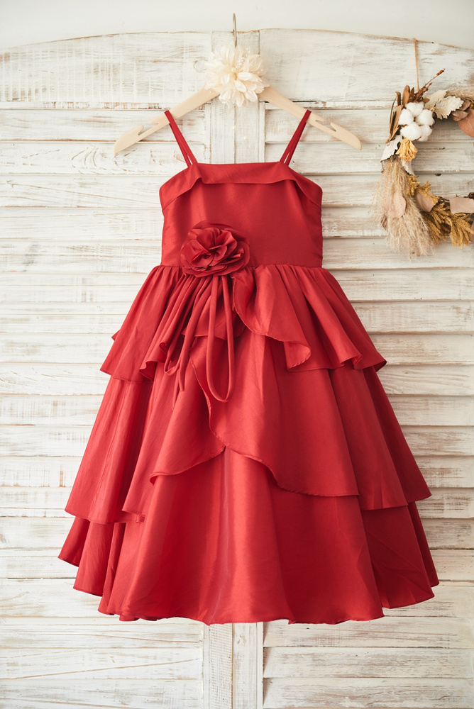 Red Flower Girl Dresses Perfect For Christmas Wedding