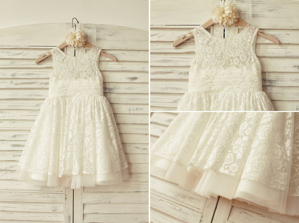 Flower Girls In Our Stunning Lace Ivory Flower Girl Dresses